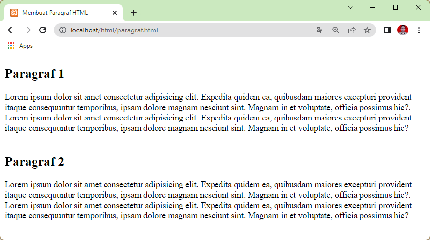 Penggunaan Tag hr Untuk Membuat Garis Horizontal Pada HTML